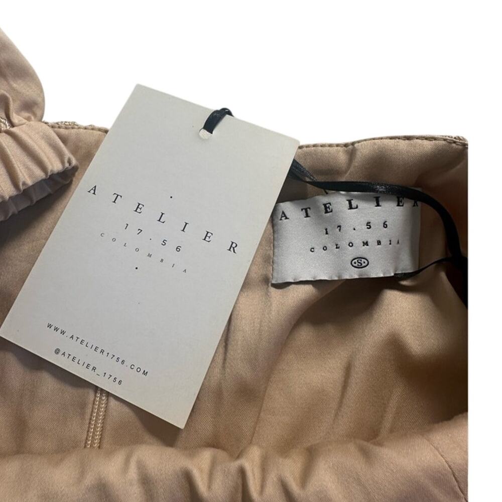 NWT Atelier 17.56 Cassandra Smocked Eyelet Mini Dress Sand Size Small Coquet - Picture 10 of 10